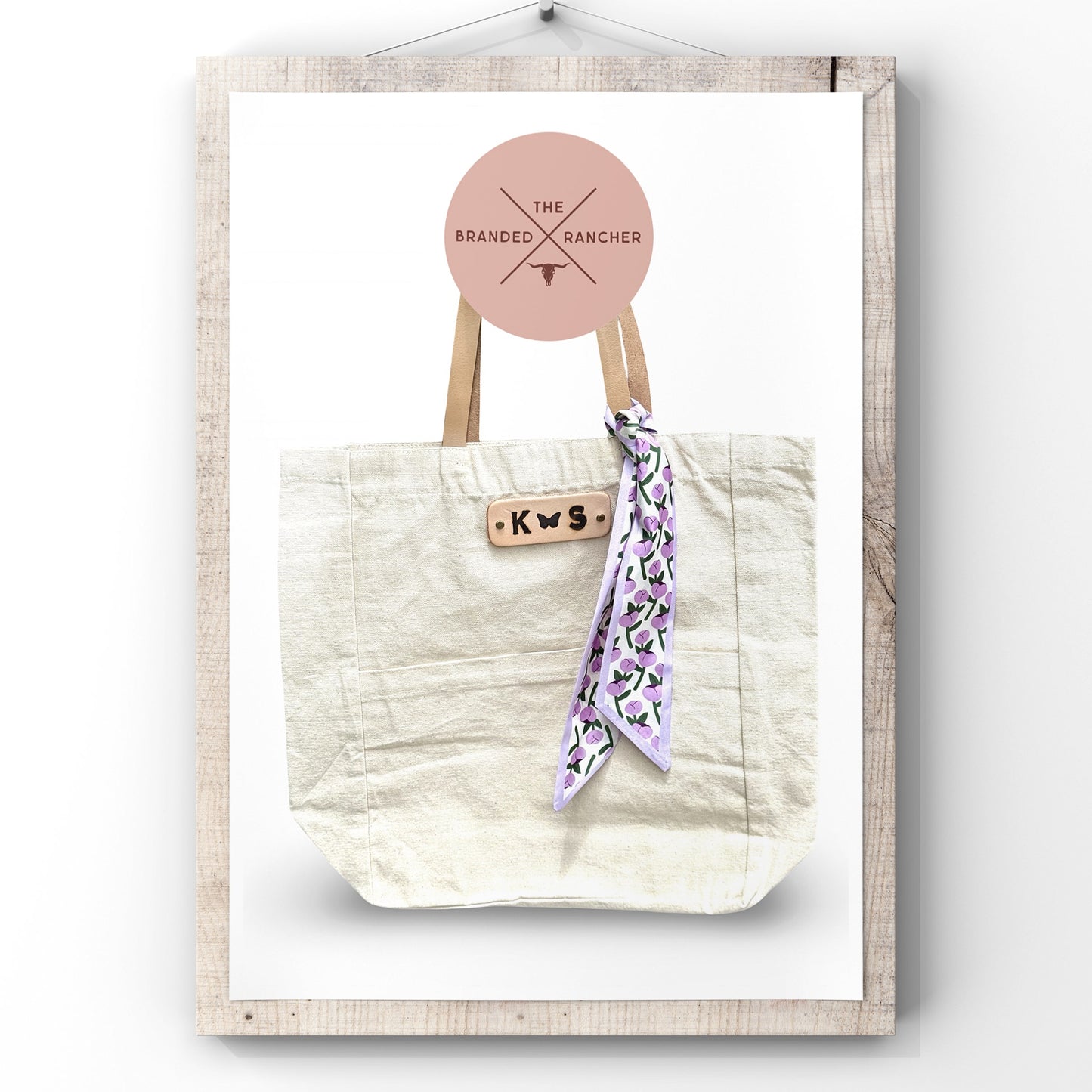 Market Tote, Canvas + Leather with Satin Tie