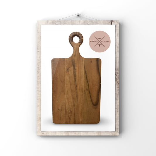 Serving Board, Rectangle Leather Wrap Handle