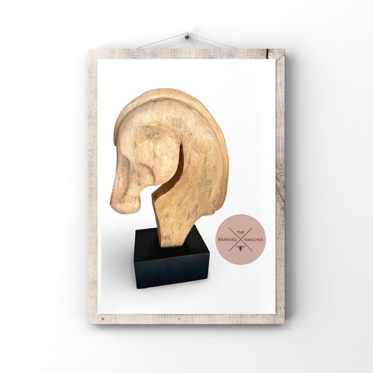 Horse Head Sculpture, Wood, Small