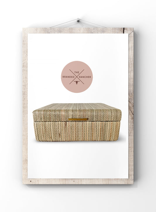 Woven Seagrass Box, Gold Pull