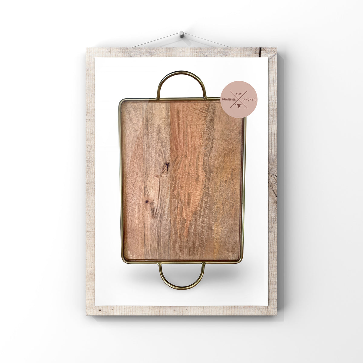 Wood + Brass Handled Serving Tray