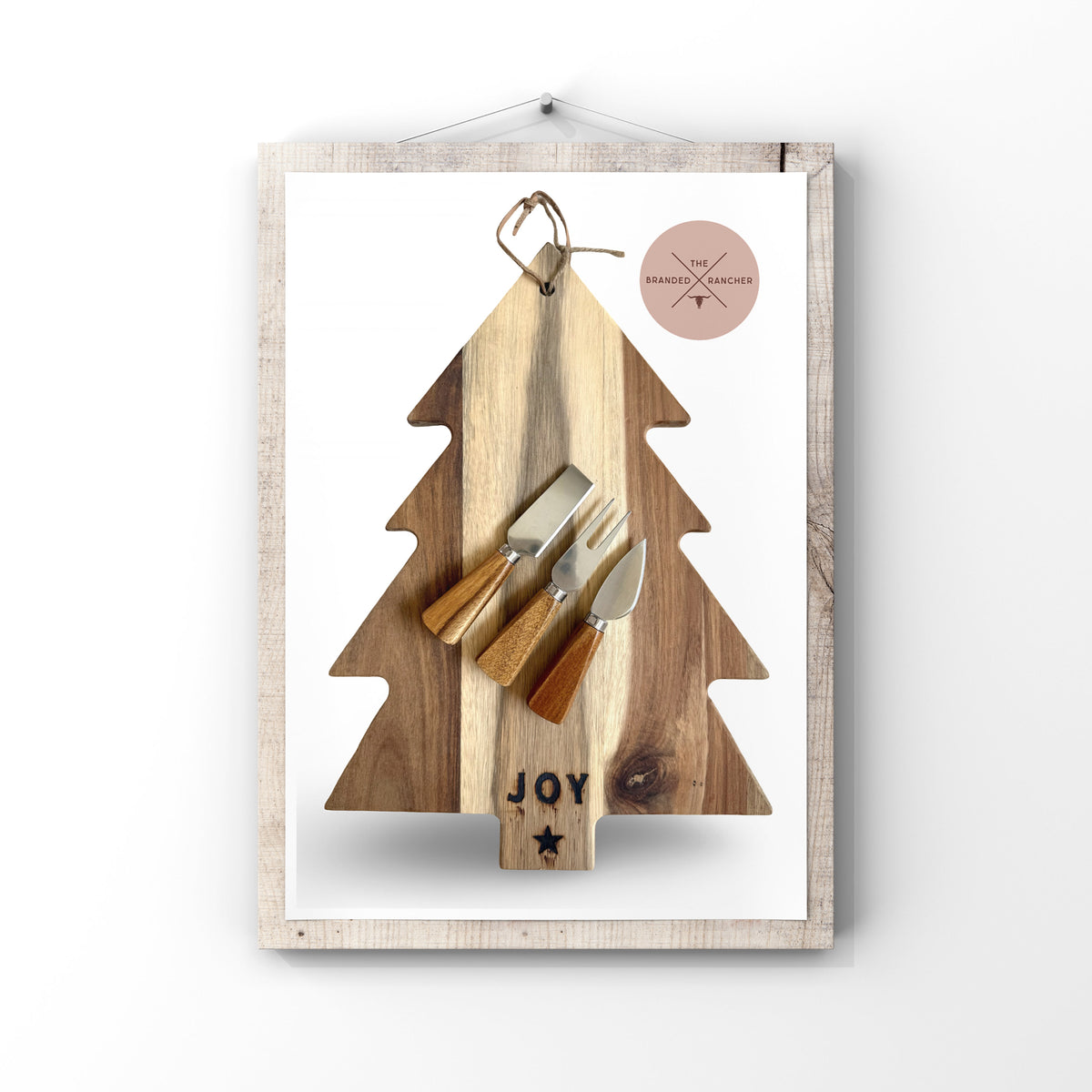 Serving Board + Cheese Knives Set, Evergreen Tree