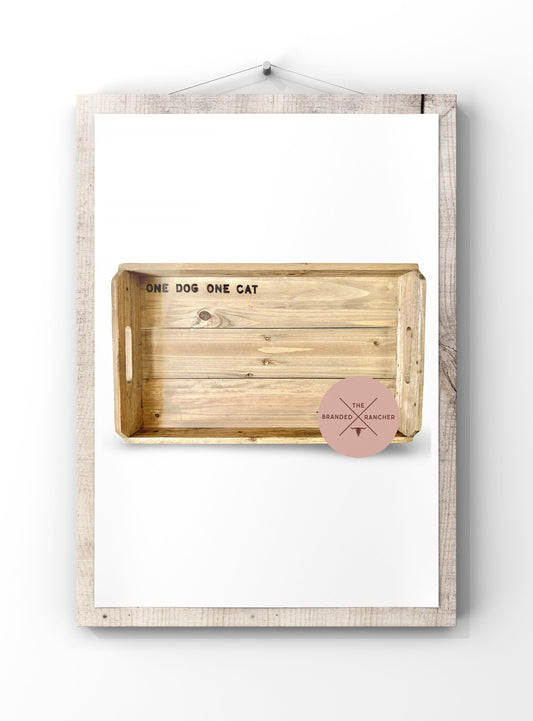 Serving Tray, Rectangular Wood Handled